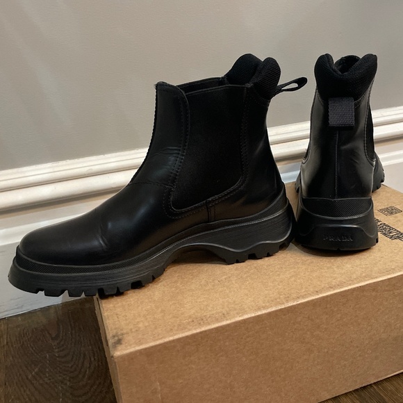 Prada Monolith Brushed Leather Chelsea Boots - Picture 2 of 6